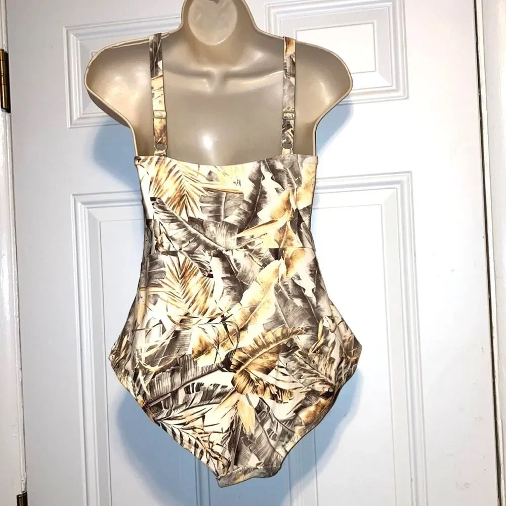 NIP TUCK Swim Shaping Swimsuit Beige Floral Australia Womens Size 10